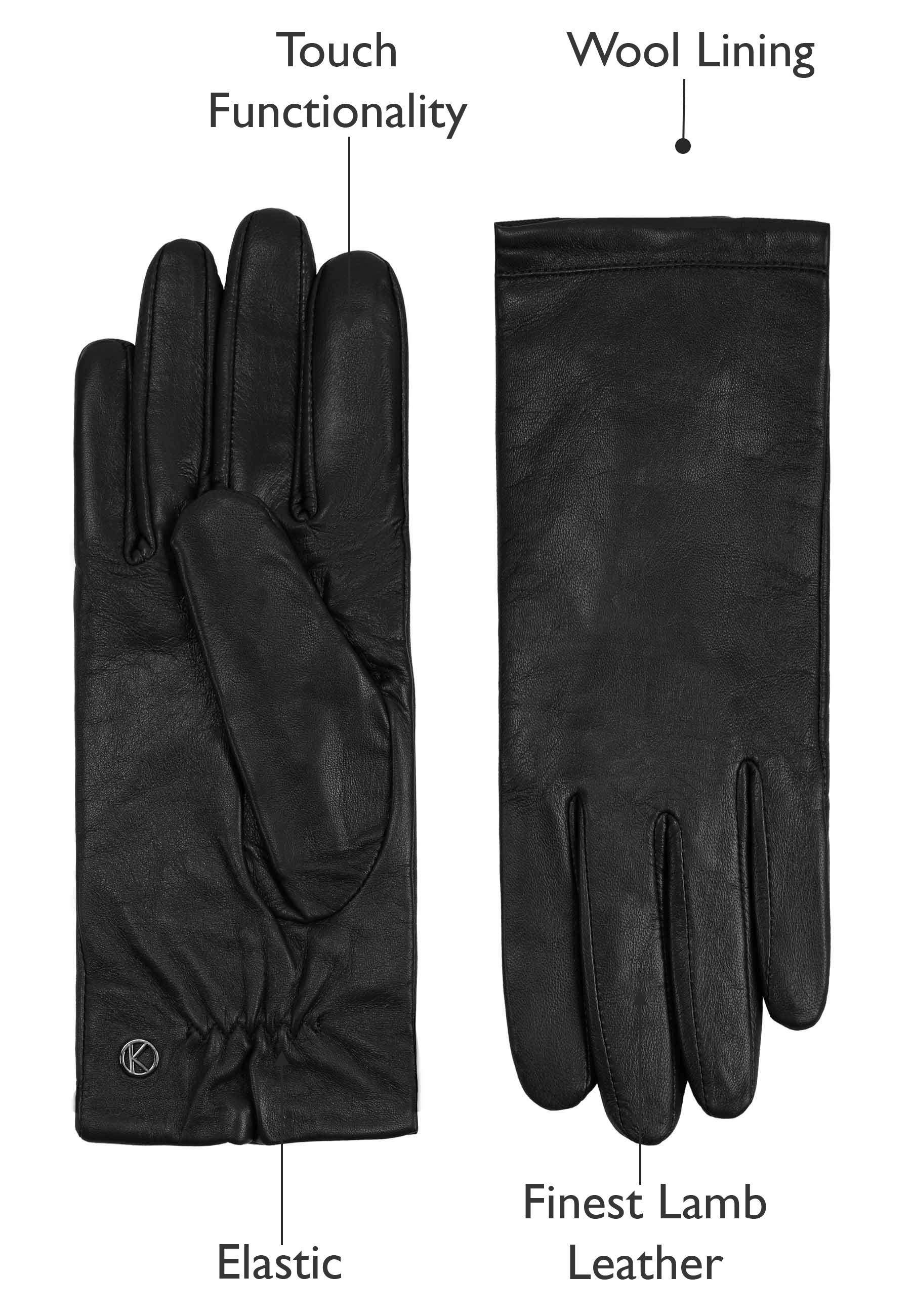 Kessler CHELSEA Lederhandschuh Damen schwarz Leder