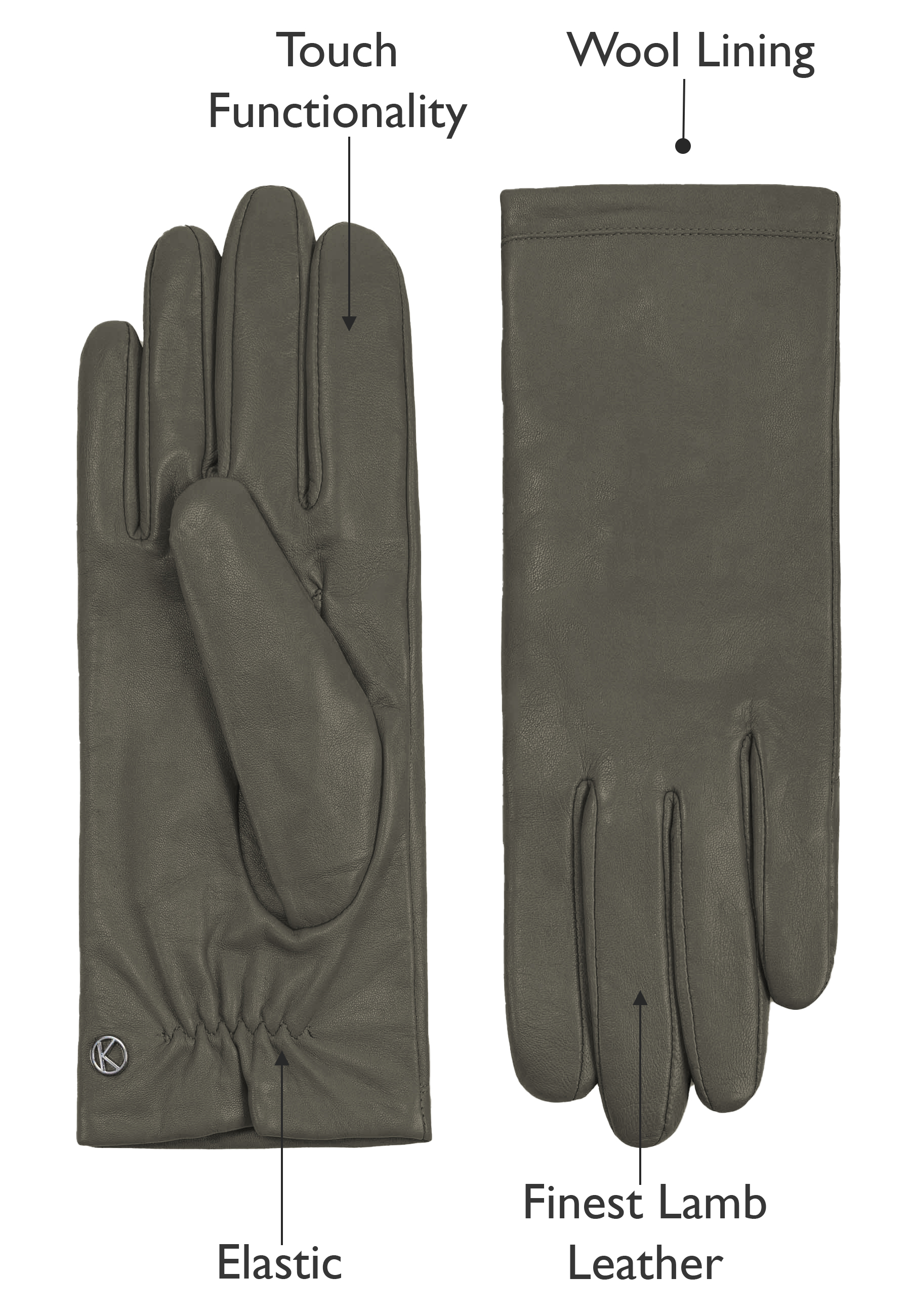 Kessler CHELSEA Lederhandschuh Damen anthracite Leder