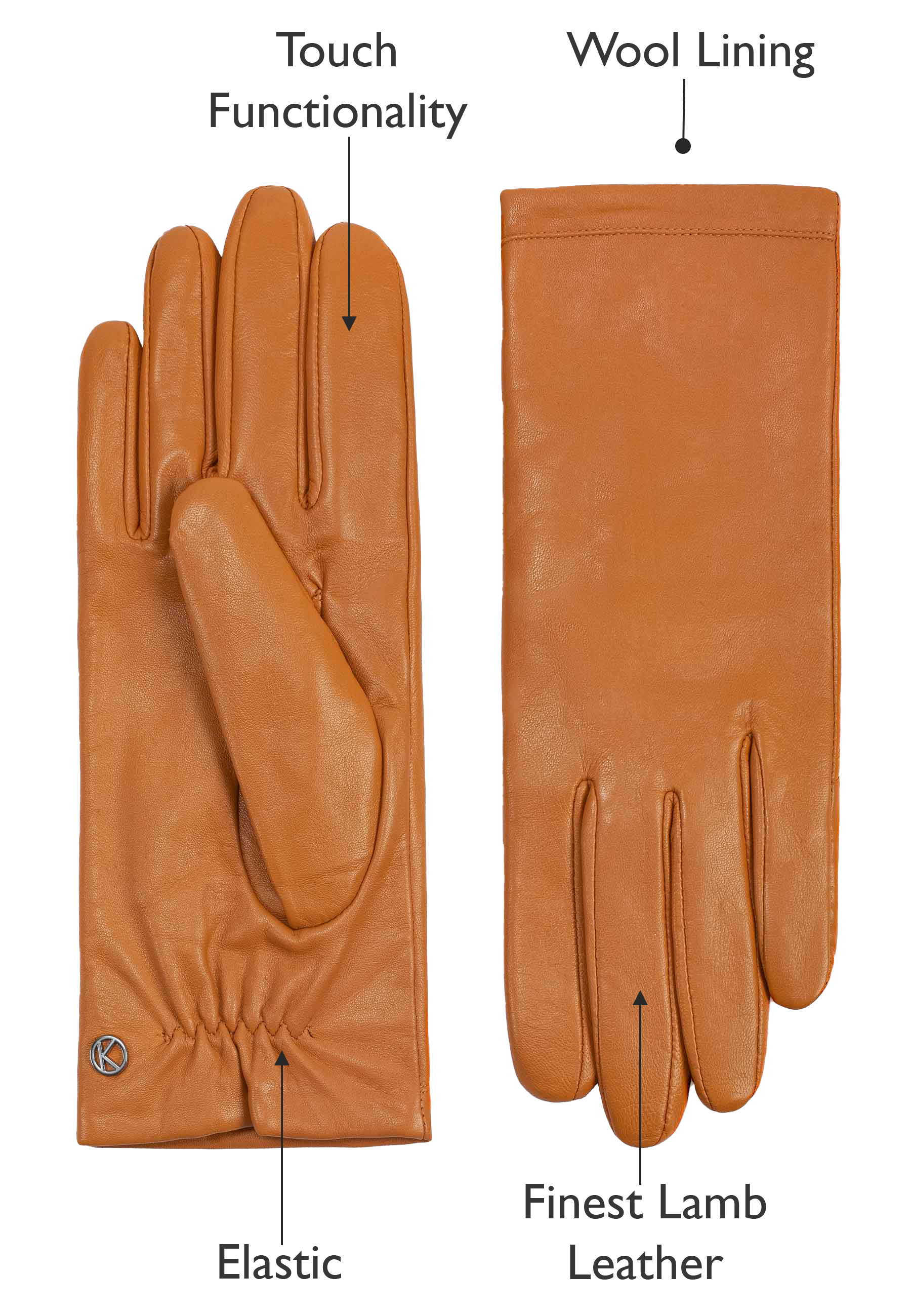 Kessler CHELSEA Lederhandschuh Damen old gold Leder