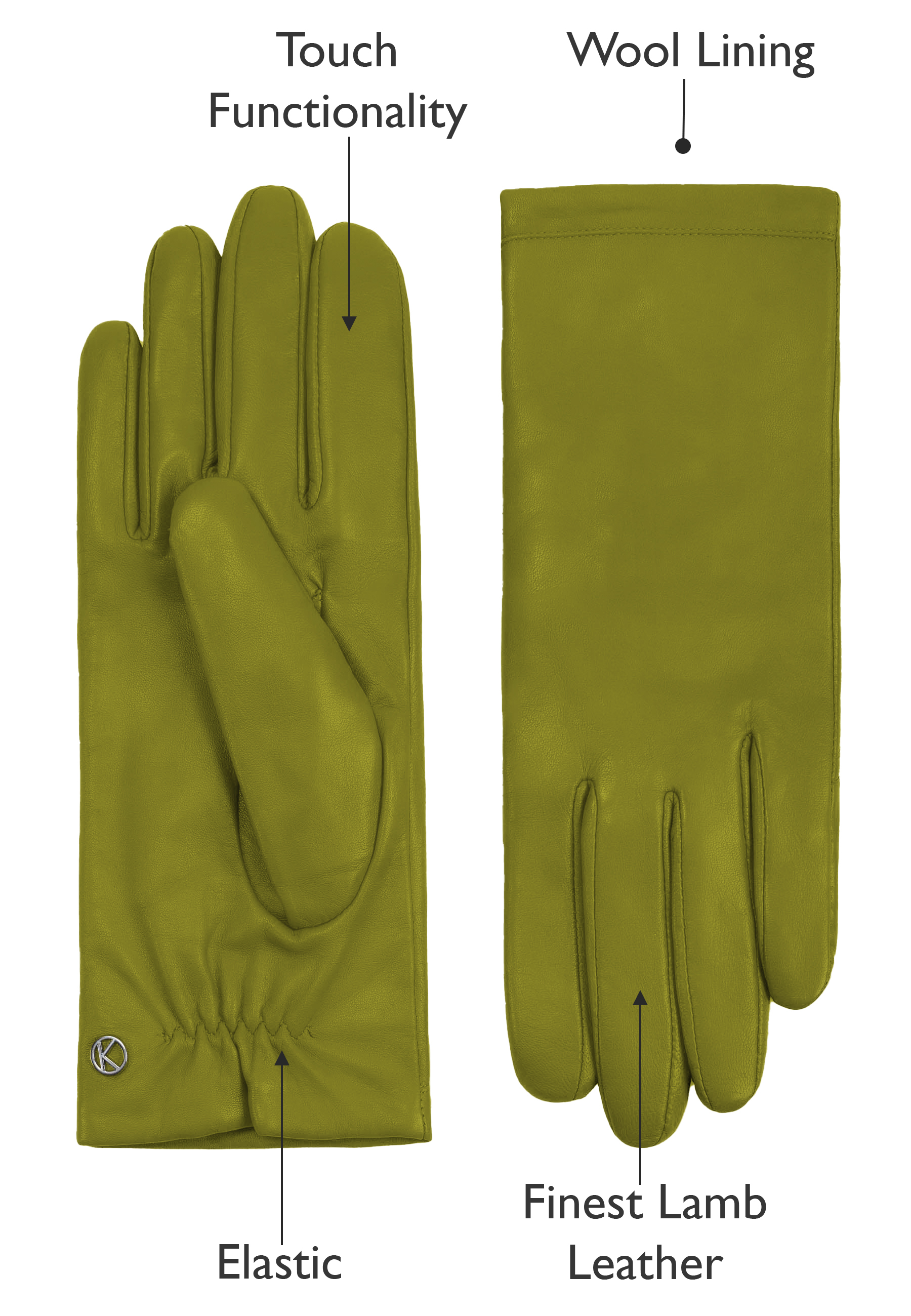 Kessler CHELSEA Lederhandschuh Damen lime Leder