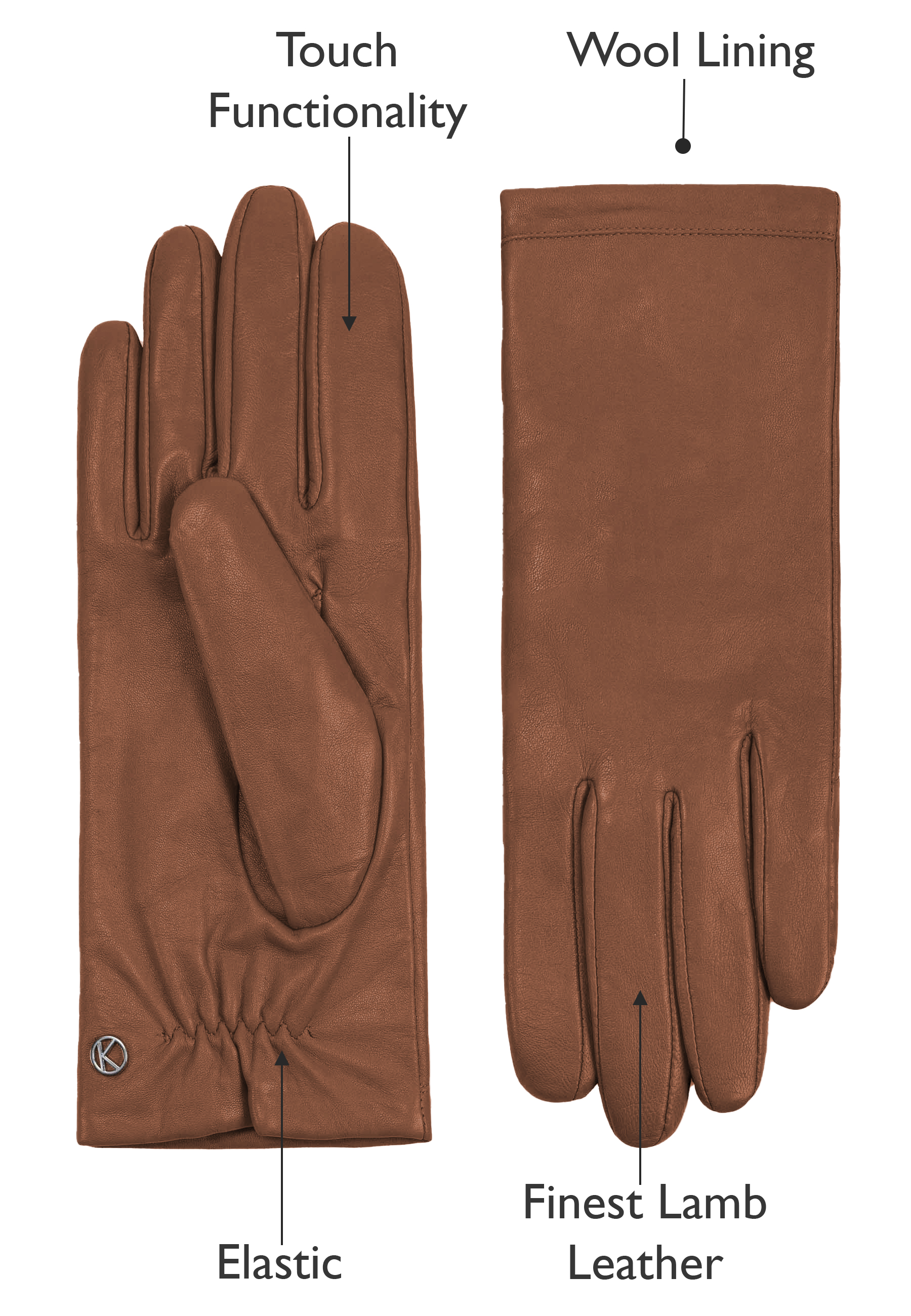 Kessler CHELSEA Lederhandschuh Damen tobacco Leder