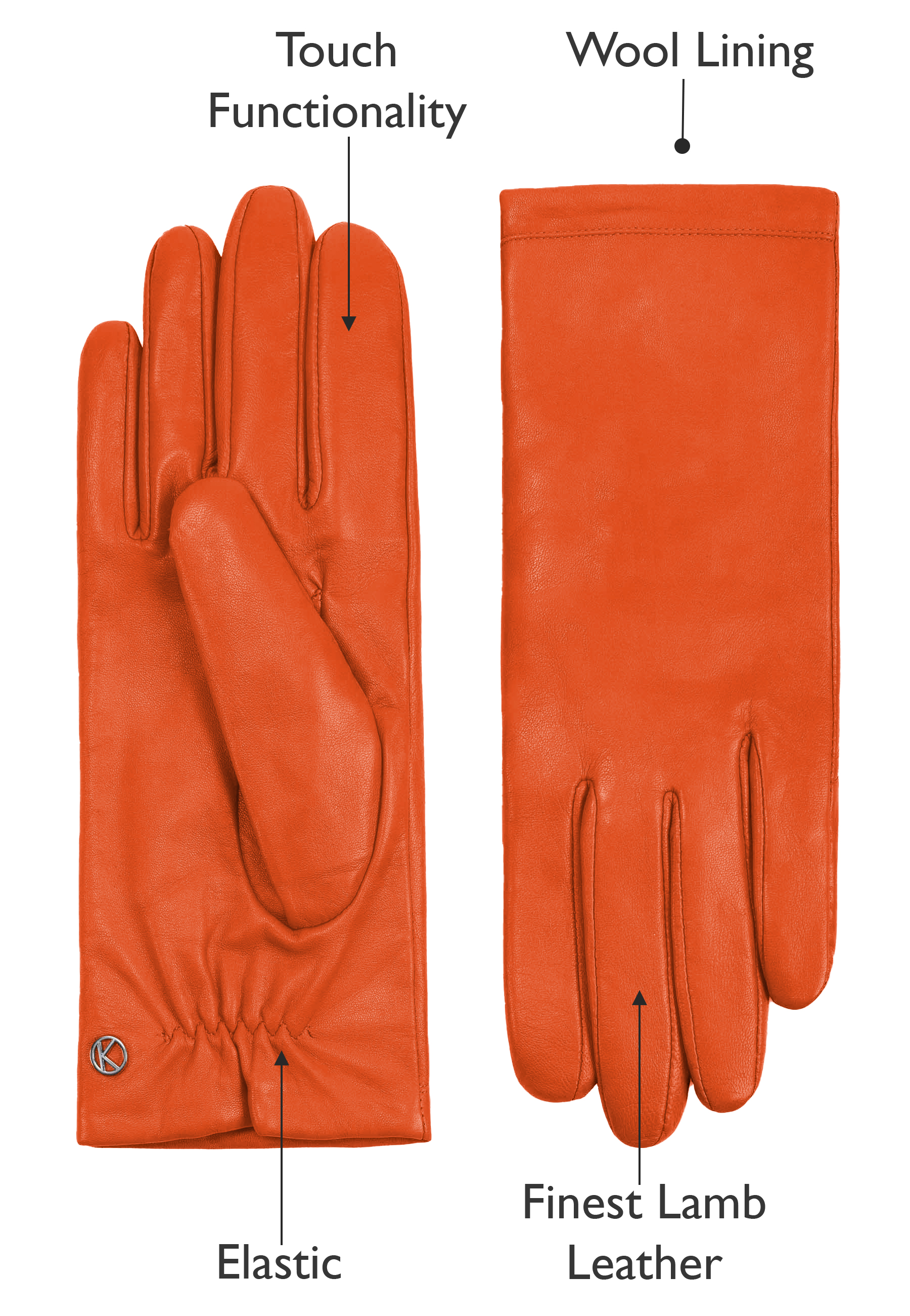 Kessler CHELSEA Lederhandschuh Damen vermillion orange Leder