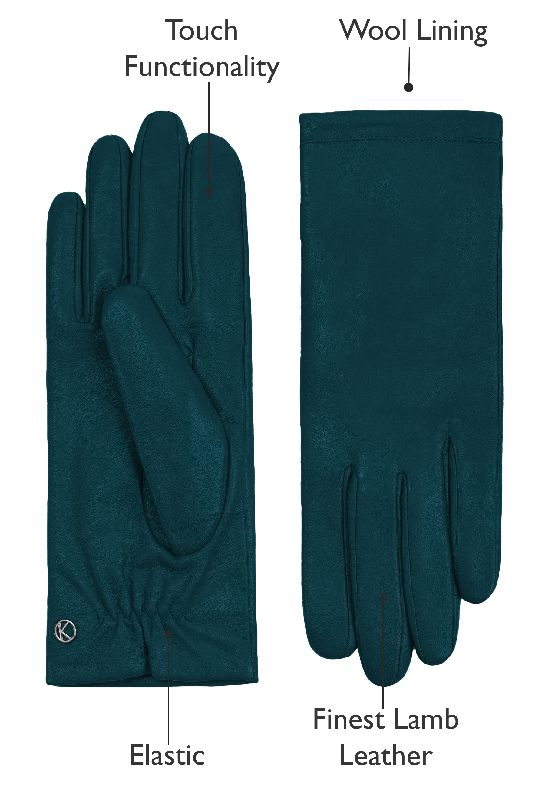 Kessler CHELSEA Lederhandschuh Damen teal Leder