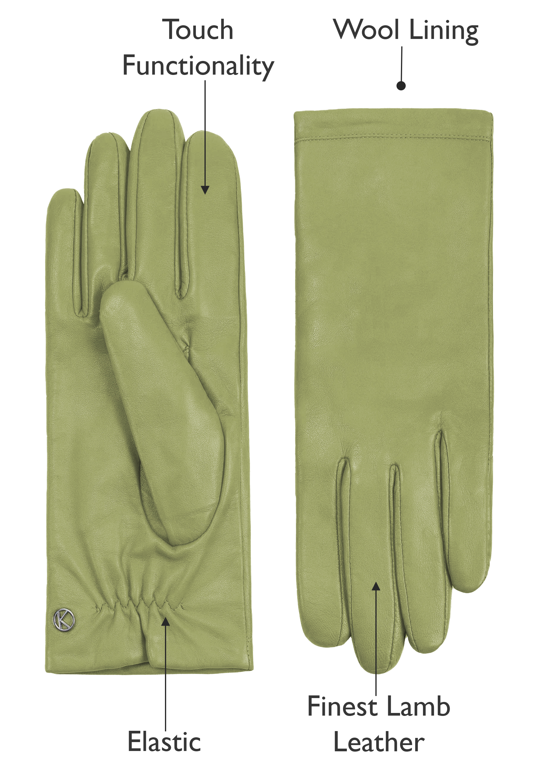 Kessler CHELSEA Lederhandschuh Damen matcha Leder