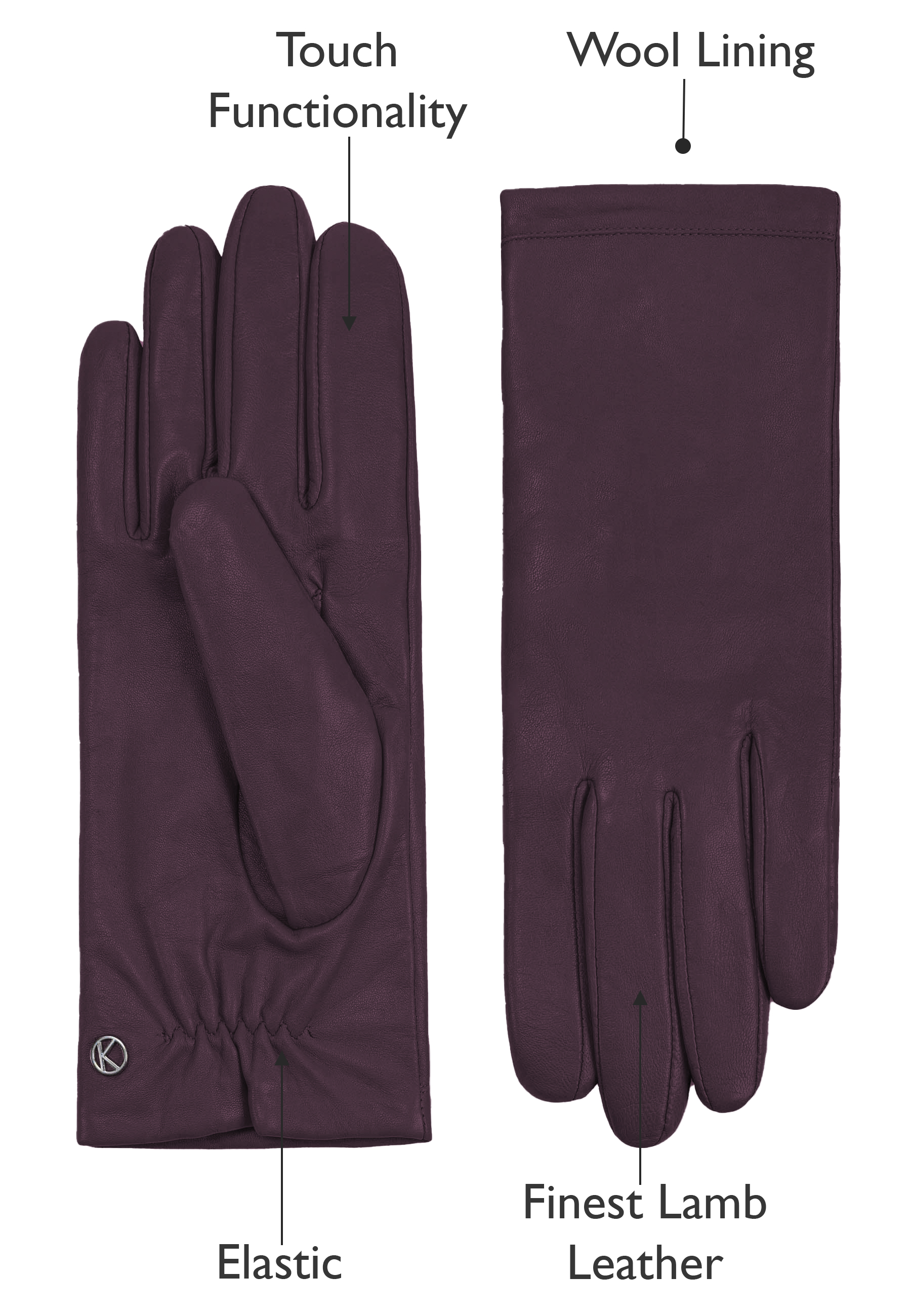 Kessler CHELSEA Lederhandschuh Damen deep purple Leder