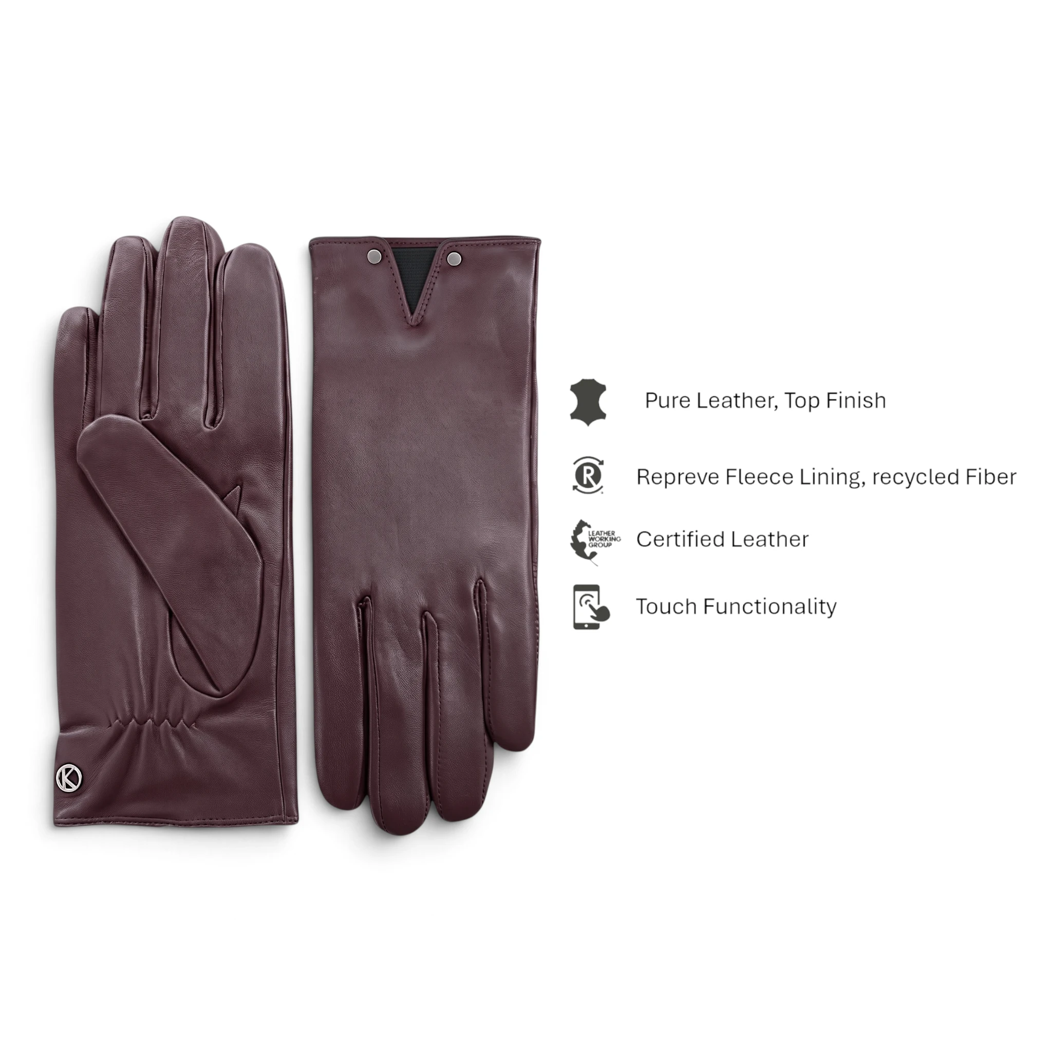 Women`s Leather Gloves with 2 studs