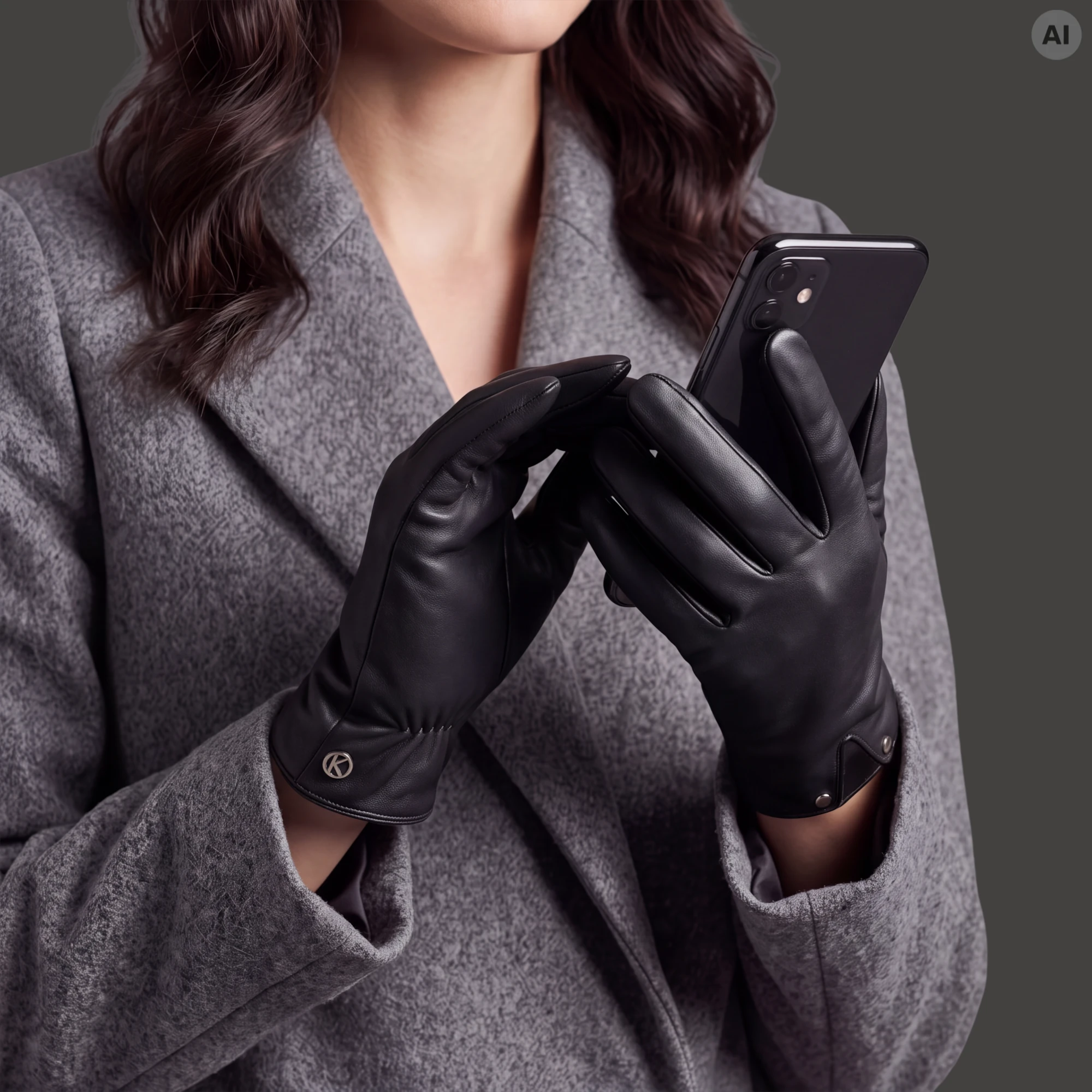 Women`s Leather Gloves with 2 studs Women`s Leather Gloves with 2 studs