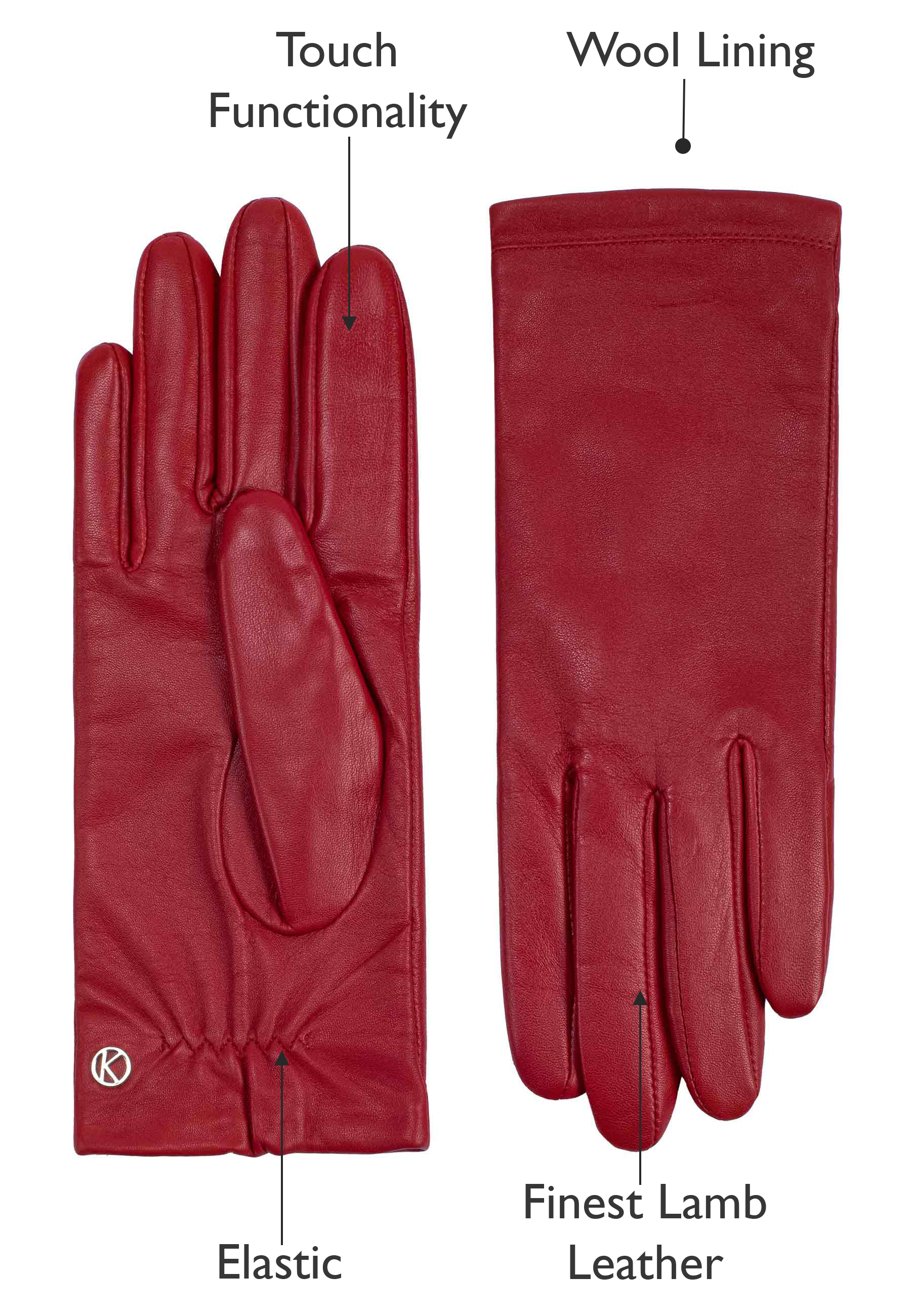 Kessler CHELSEA Lederhandschuh Damen crimson red Leder